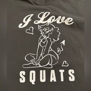 Gymshark Top, Grey T-shirt Womens Gray  Oversized Graphic Gym top. I Love Squats